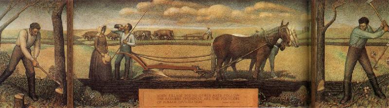 Grant Wood A short break from pasture work oil painting picture